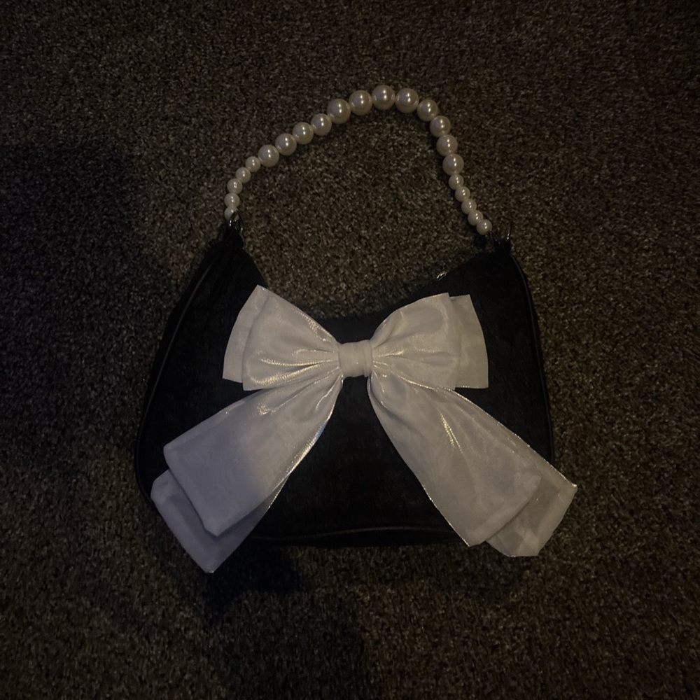 SHEIN Black Mini Bag with White Bow